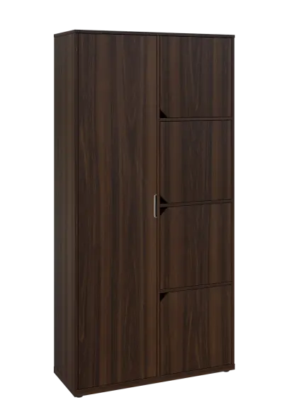 KSR6-82 L skříň šatní, 1x výsuvné ramínko, 4x dvířka, 2053x1022x400 mm, provedení levé, ořech královský